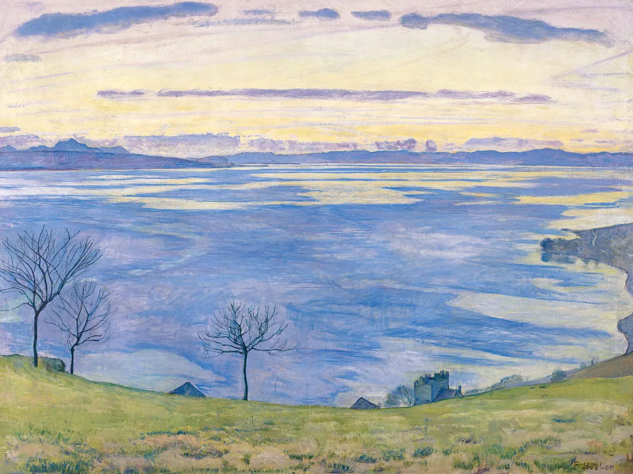 Ferdinand Hodler, "Lago di Ginevra di sera visto da Chexbres", 1895